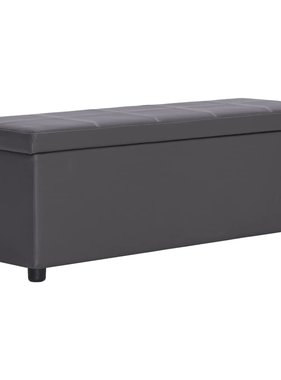 VidaXL Bankje met opbergvak 116 cm kunstleer grijs