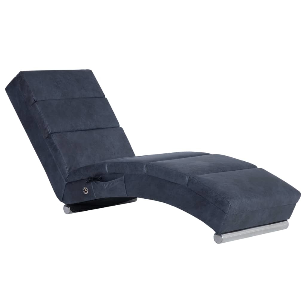 VidaXL Massage chaise longue kunstsuède grijs