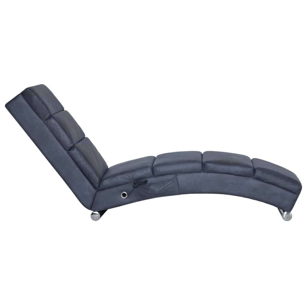 vidaXL Massage chaise longue kunstsuède grijs