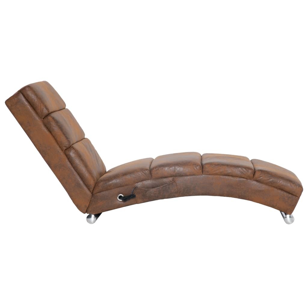 vidaXL Massage chaise longue kunstsuède bruin