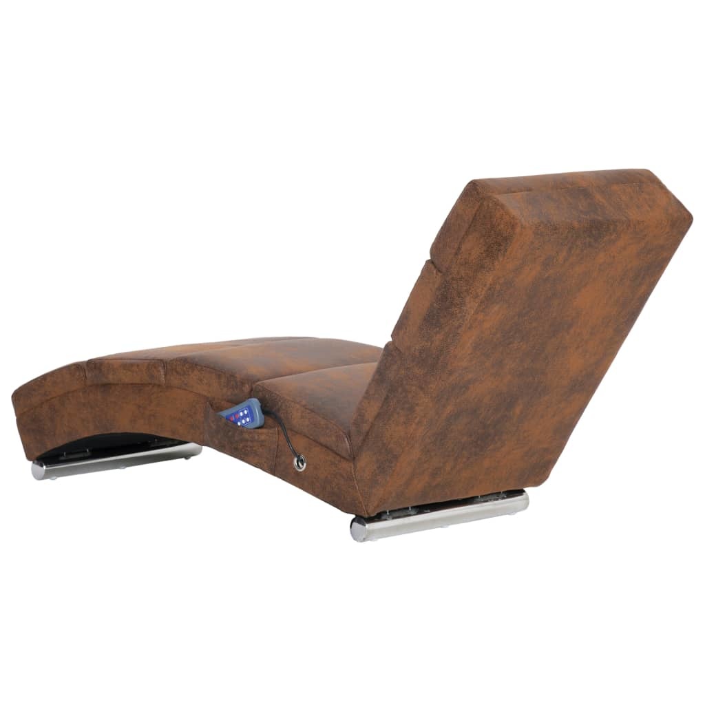 vidaXL Massage chaise longue kunstsuède bruin