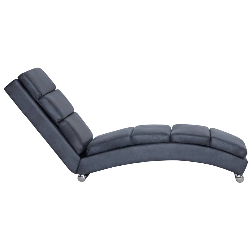 vidaXL Chaise longue kunstsuède grijs