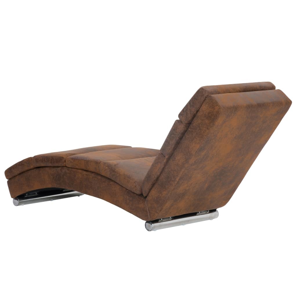 vidaXL Chaise longue kunstsuède bruin