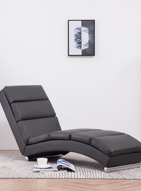 vidaXL Chaise longue kunstleer grijs