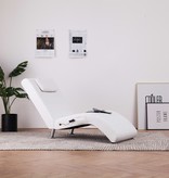 vidaXL Massage chaise longue met kussen kunstleer wit