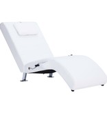 vidaXL Massage chaise longue met kussen kunstleer wit