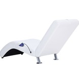 vidaXL Massage chaise longue met kussen kunstleer wit