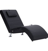 vidaXL Massage chaise longue met kussen kunstleer zwart