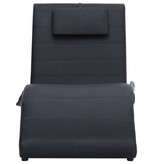 vidaXL Massage chaise longue met kussen kunstleer zwart