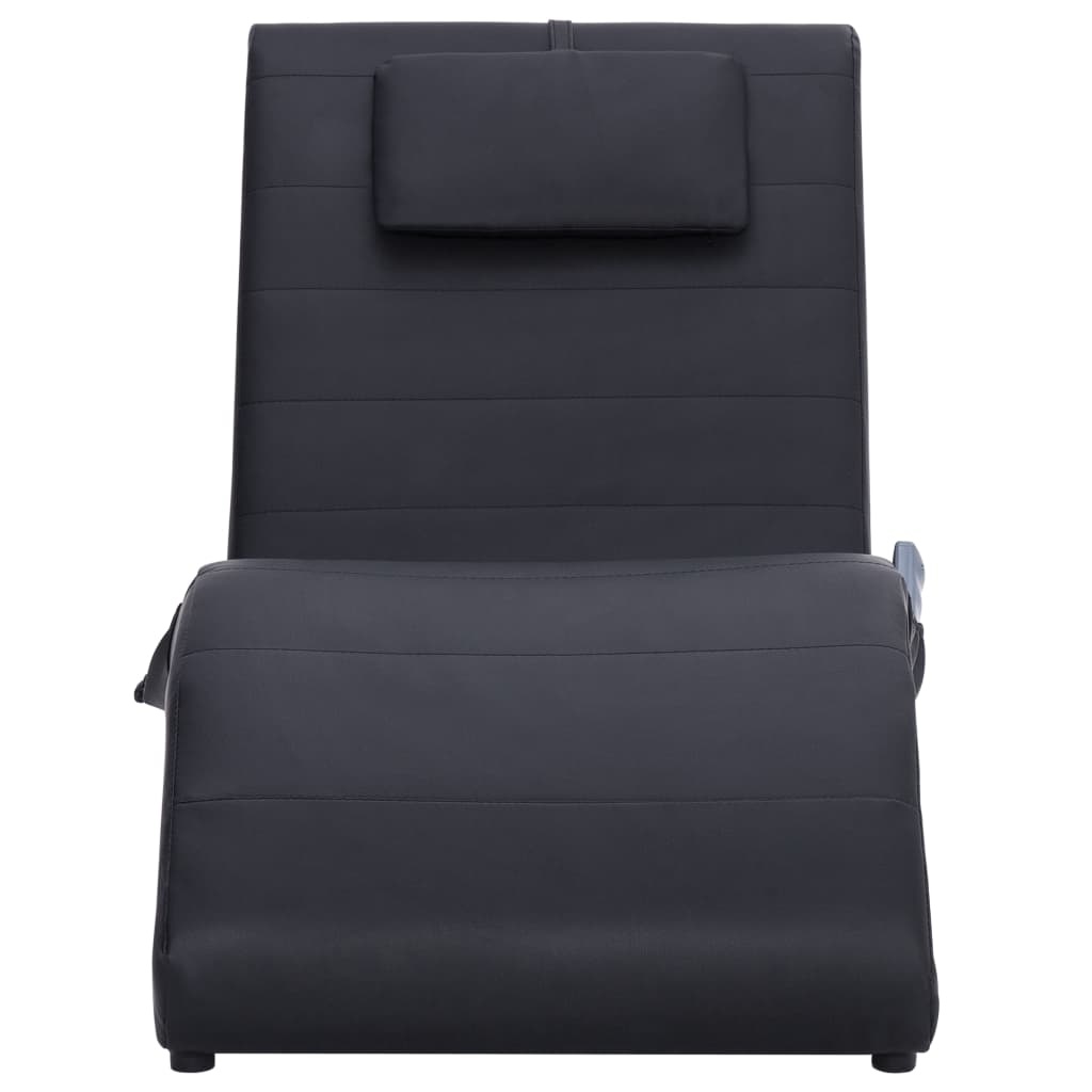 vidaXL Massage chaise longue met kussen kunstleer zwart