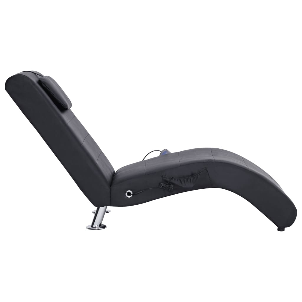 vidaXL Massage chaise longue met kussen kunstleer zwart