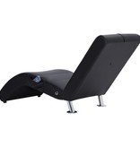 vidaXL Massage chaise longue met kussen kunstleer zwart