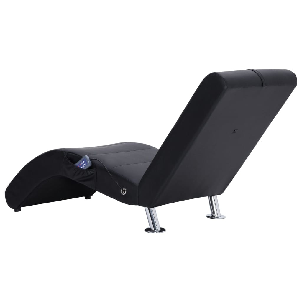 vidaXL Massage chaise longue met kussen kunstleer zwart