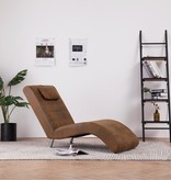 vidaXL Chaise longue met kussen kunstsuède bruin