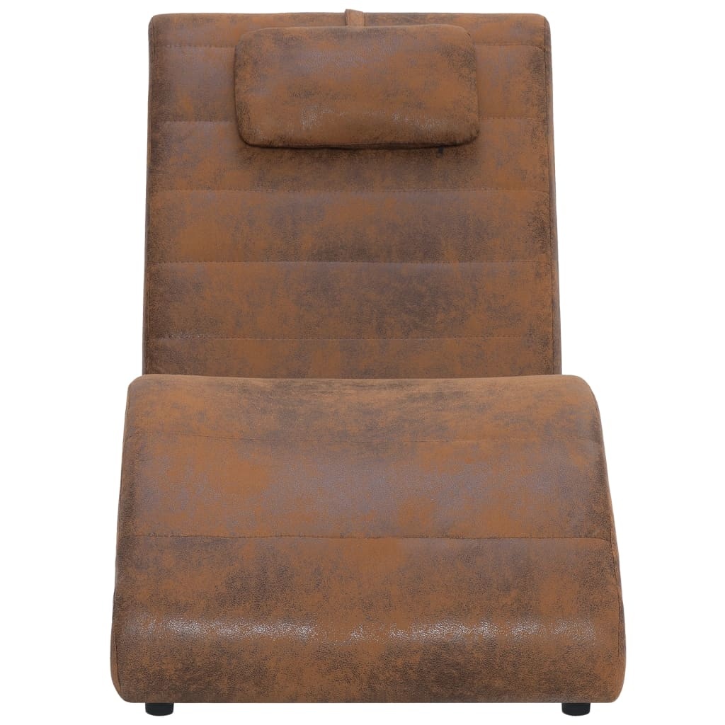 vidaXL Chaise longue met kussen kunstsuède bruin