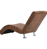 vidaXL Chaise longue met kussen kunstsuède bruin