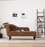 vidaXL Chaise longue kunstsuède bruin