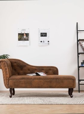 vidaXL Chaise longue kunstsuède bruin