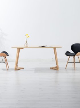 VidaXL Eetkamerstoelen 2 st kunstleer en gebogen hout zwart