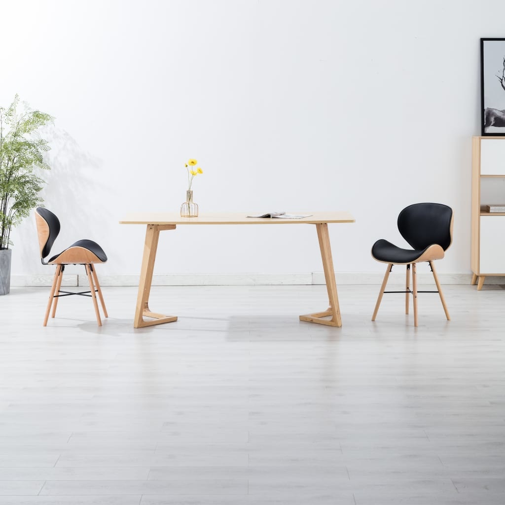 VidaXL Eetkamerstoelen 2 st kunstleer en gebogen hout zwart