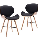 VidaXL Eetkamerstoelen 2 st kunstleer en gebogen hout zwart