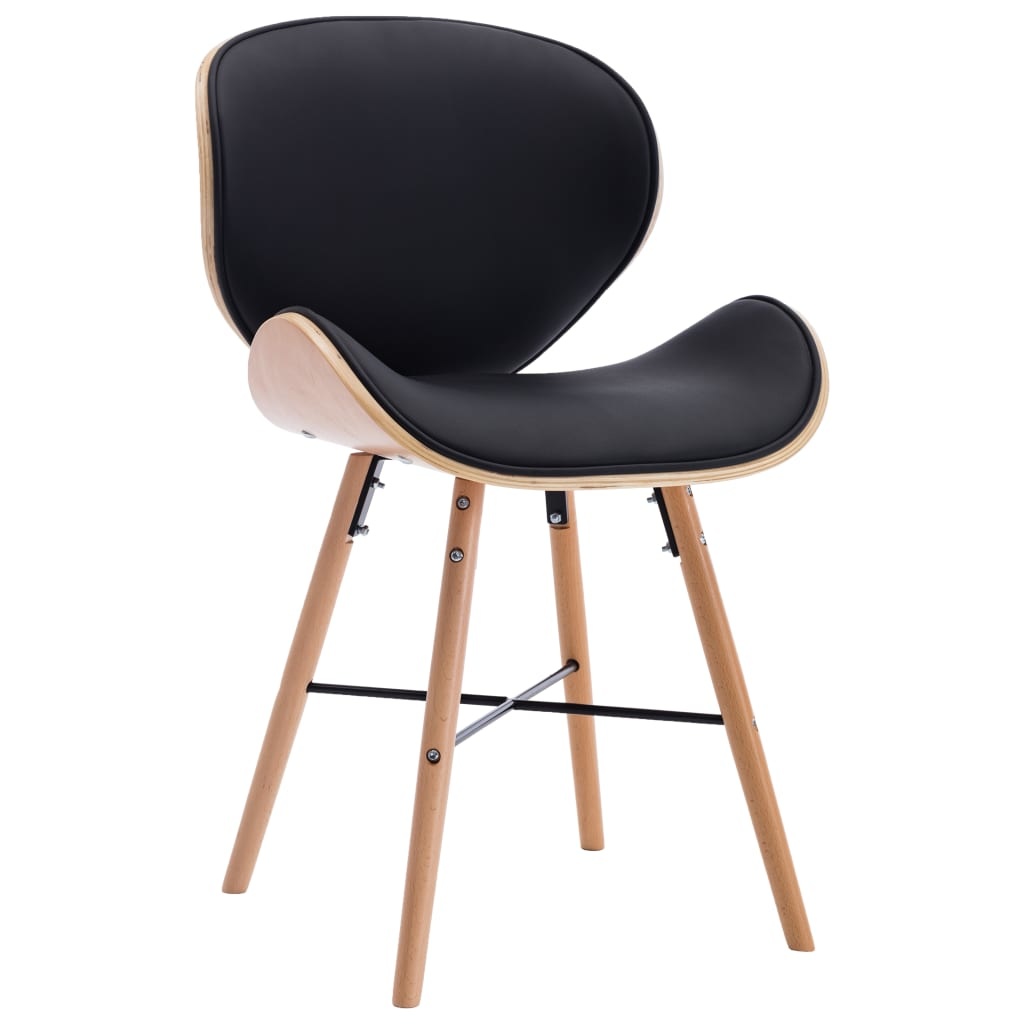 VidaXL Eetkamerstoelen 2 st kunstleer en gebogen hout zwart