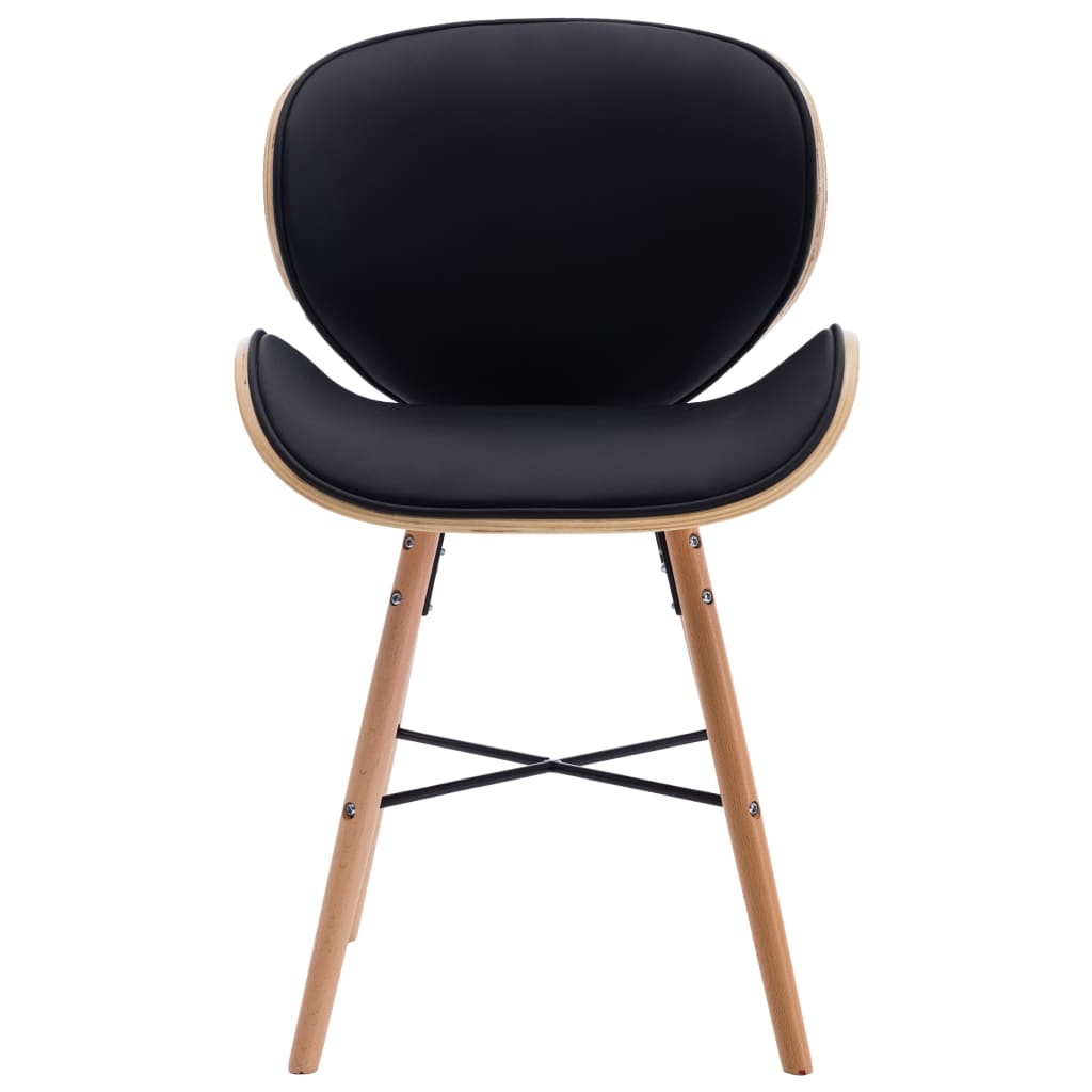VidaXL Eetkamerstoelen 2 st kunstleer en gebogen hout zwart
