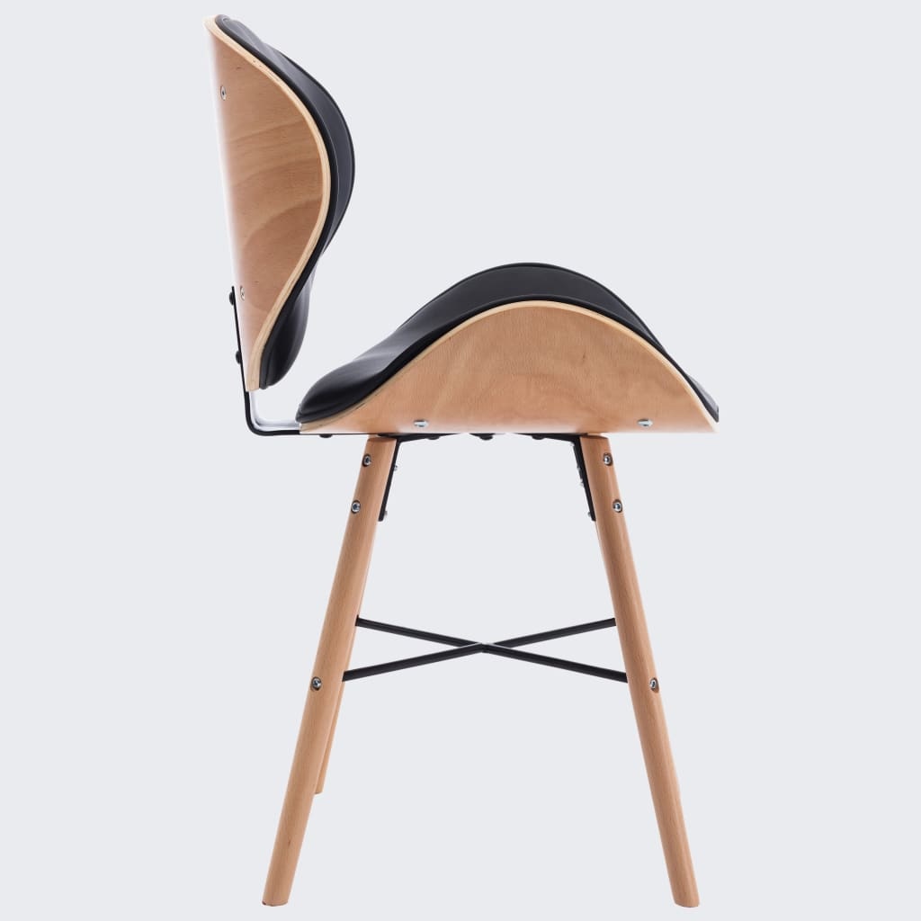 VidaXL Eetkamerstoelen 2 st kunstleer en gebogen hout zwart