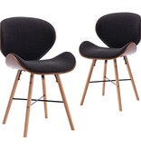 VidaXL Eetkamerstoelen 2 st stof en gebogen hout donkergrijs