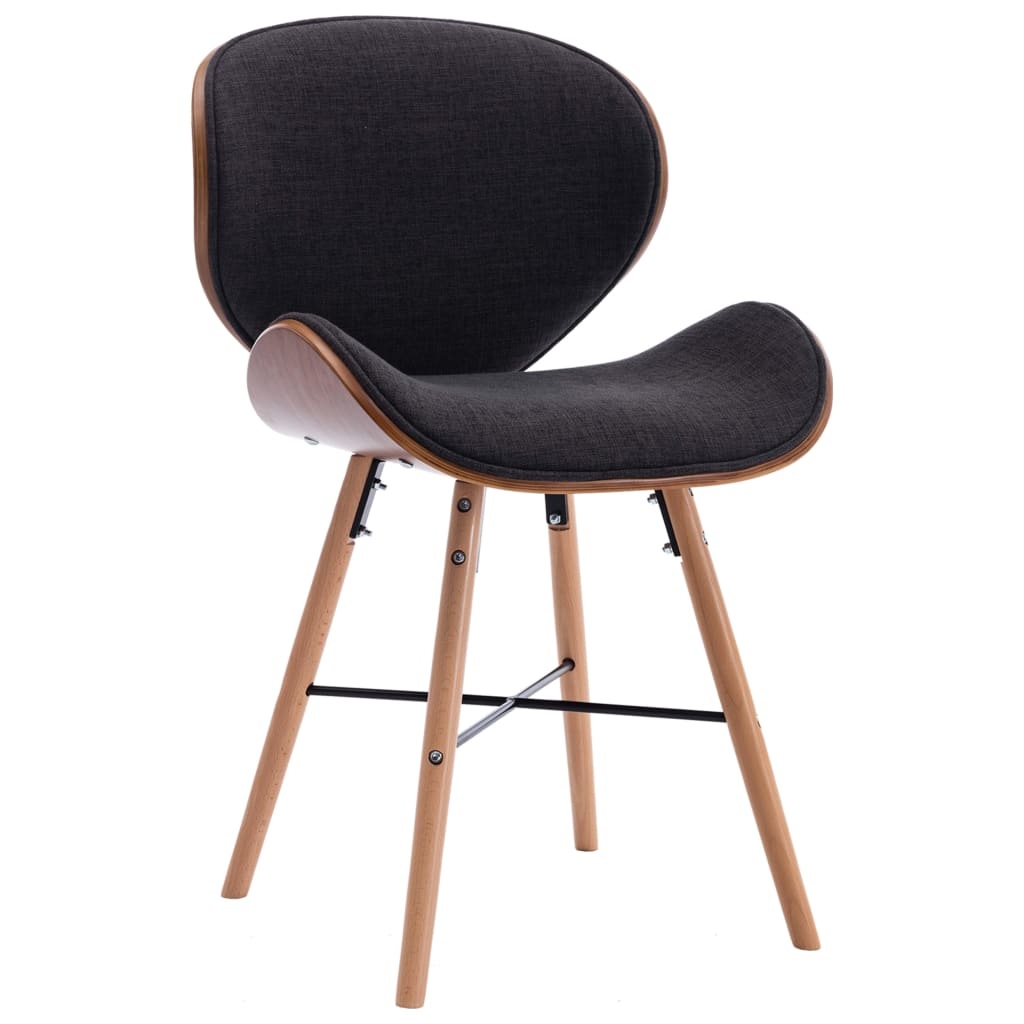 VidaXL Eetkamerstoelen 2 st stof en gebogen hout donkergrijs