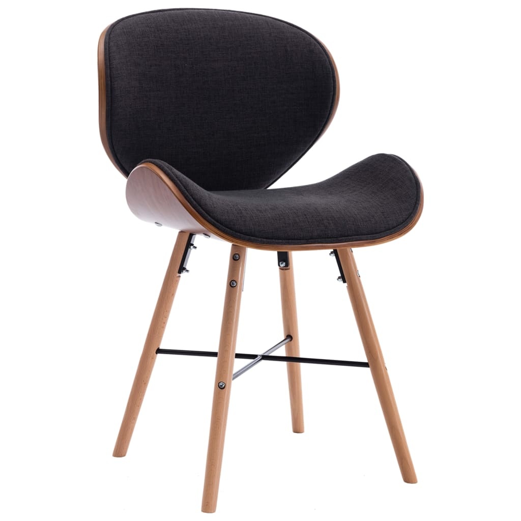 vidaXL Eetkamerstoelen 2 st stof en gebogen hout donkergrijs