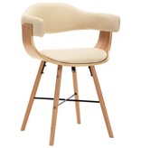 vidaXL Eetkamerstoelen 2 st kunstleer en gebogen hout crème