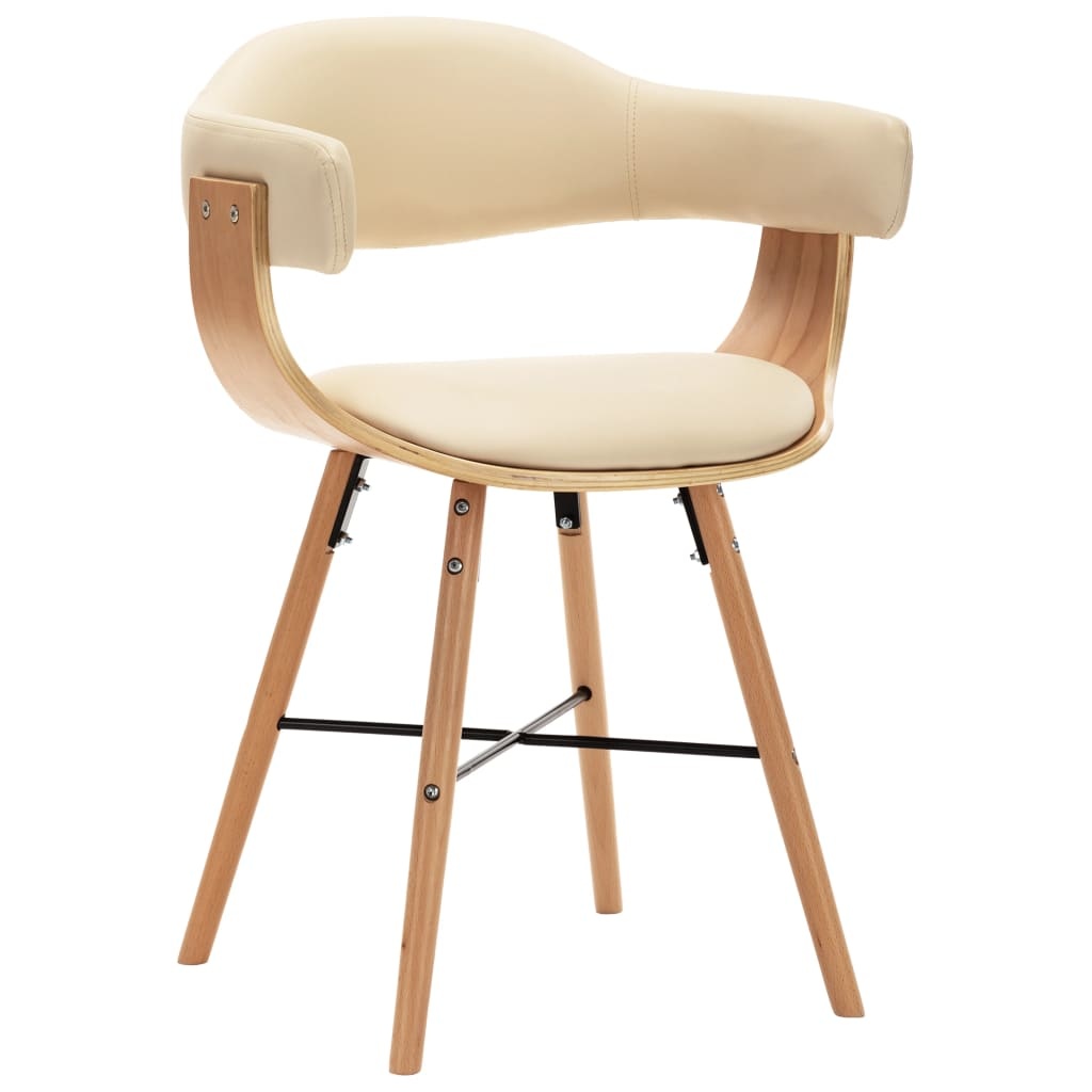 vidaXL Eetkamerstoelen 2 st kunstleer en gebogen hout crème