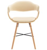 VidaXL Eetkamerstoelen 2 st kunstleer en gebogen hout crème