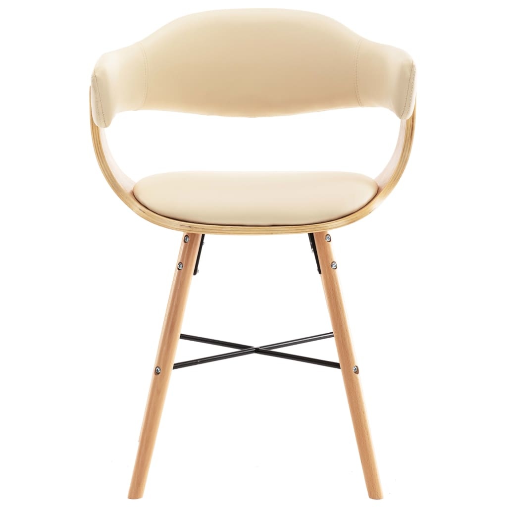 VidaXL Eetkamerstoelen 2 st kunstleer en gebogen hout crème