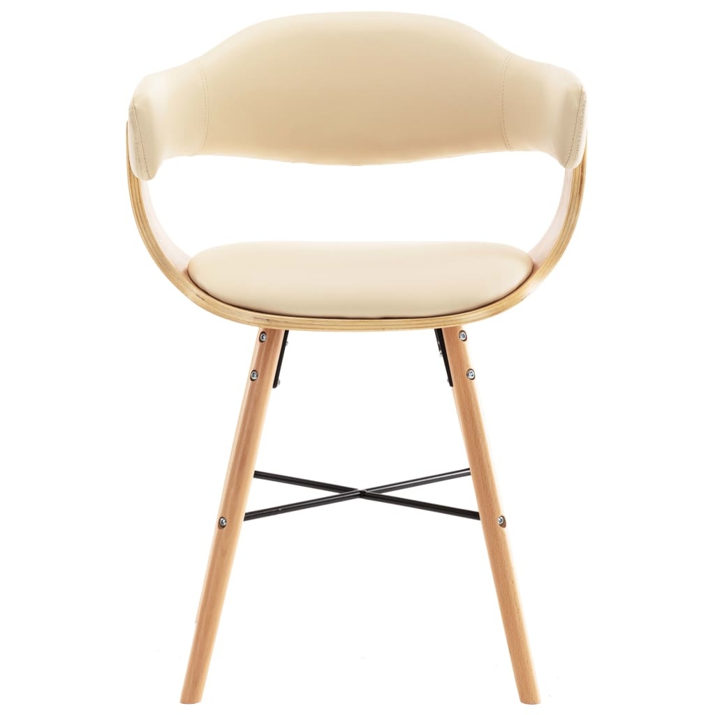 vidaXL Eetkamerstoelen 2 st kunstleer en gebogen hout crème