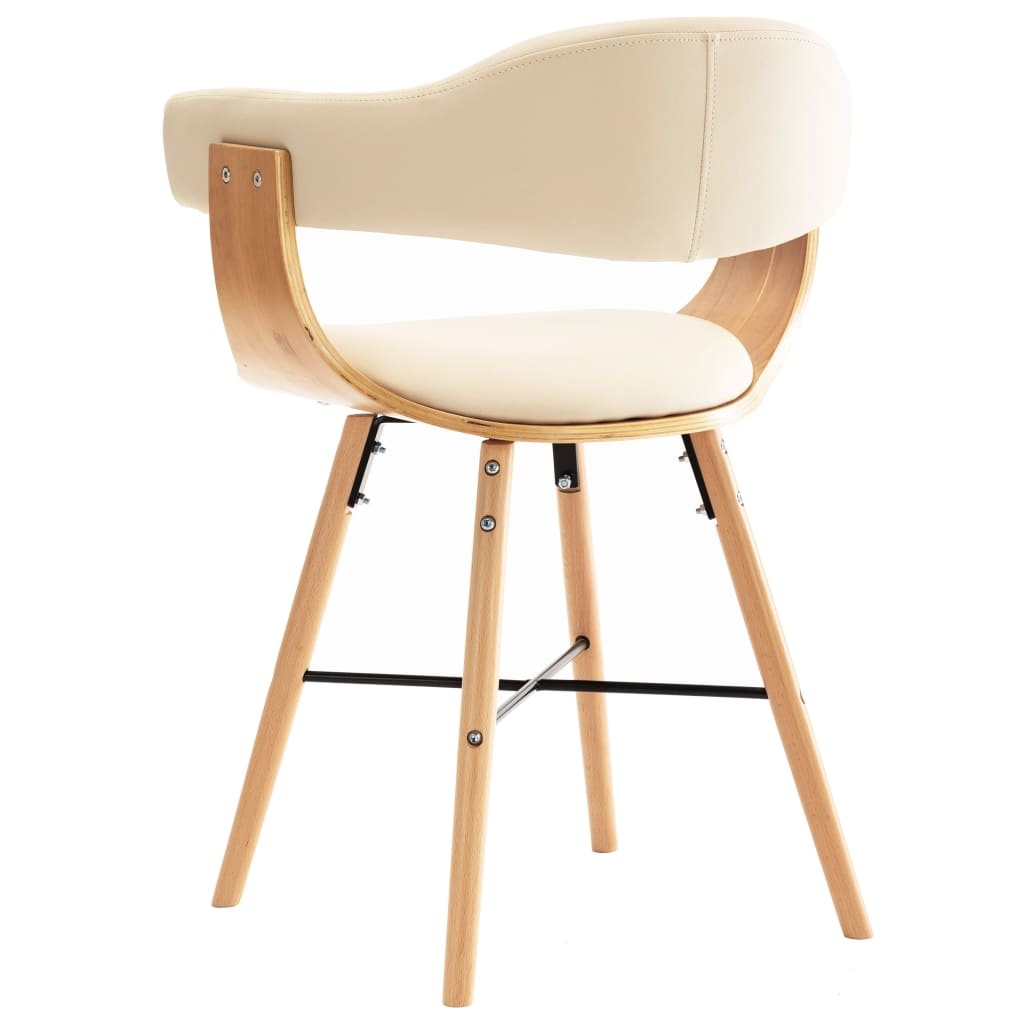 VidaXL Eetkamerstoelen 2 st kunstleer en gebogen hout crème