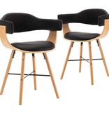 VidaXL Eetkamerstoelen 2 st kunstleer en gebogen hout zwart