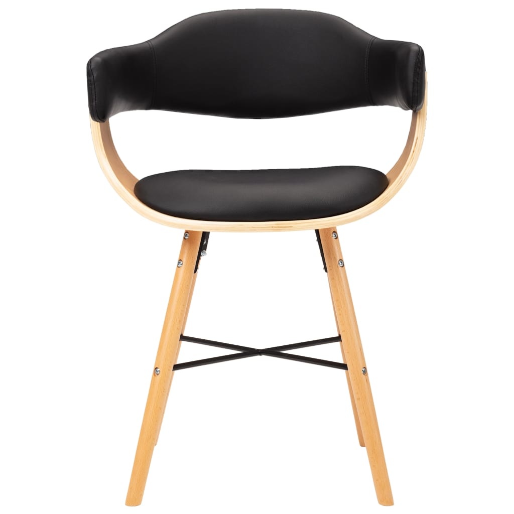 VidaXL Eetkamerstoelen 2 st kunstleer en gebogen hout zwart