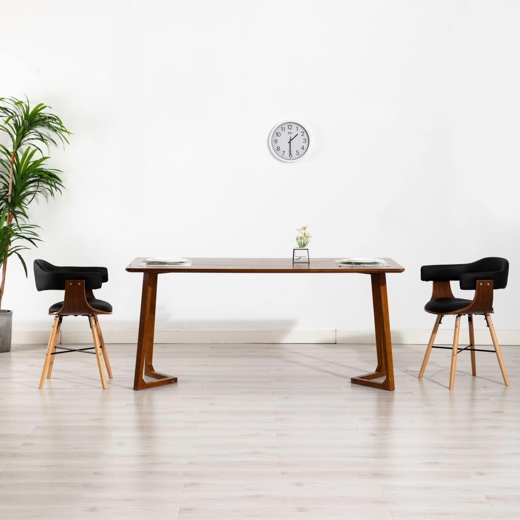 VidaXL Eetkamerstoelen 2 st kunstleer en gebogen hout zwart