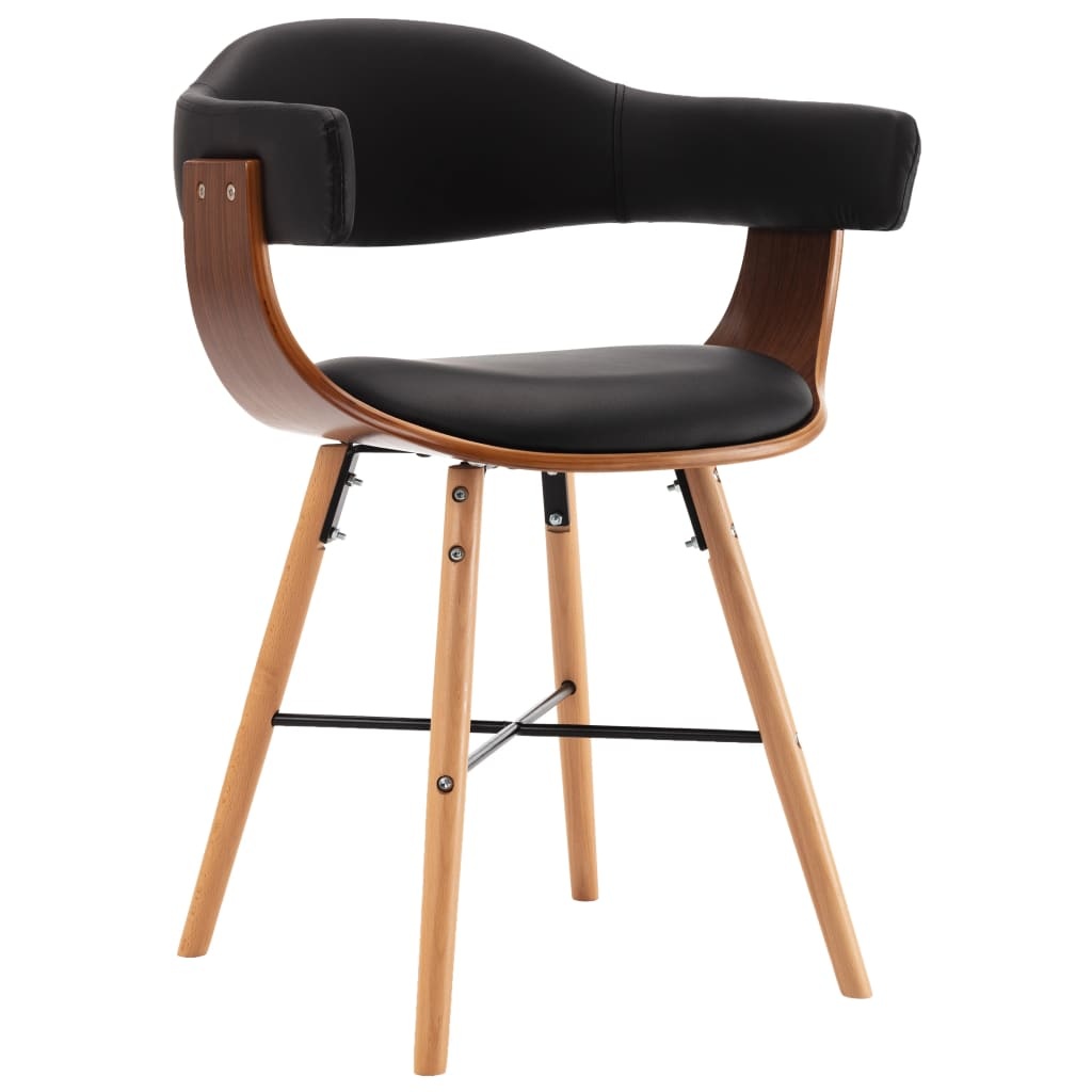 VidaXL Eetkamerstoelen 2 st kunstleer en gebogen hout zwart