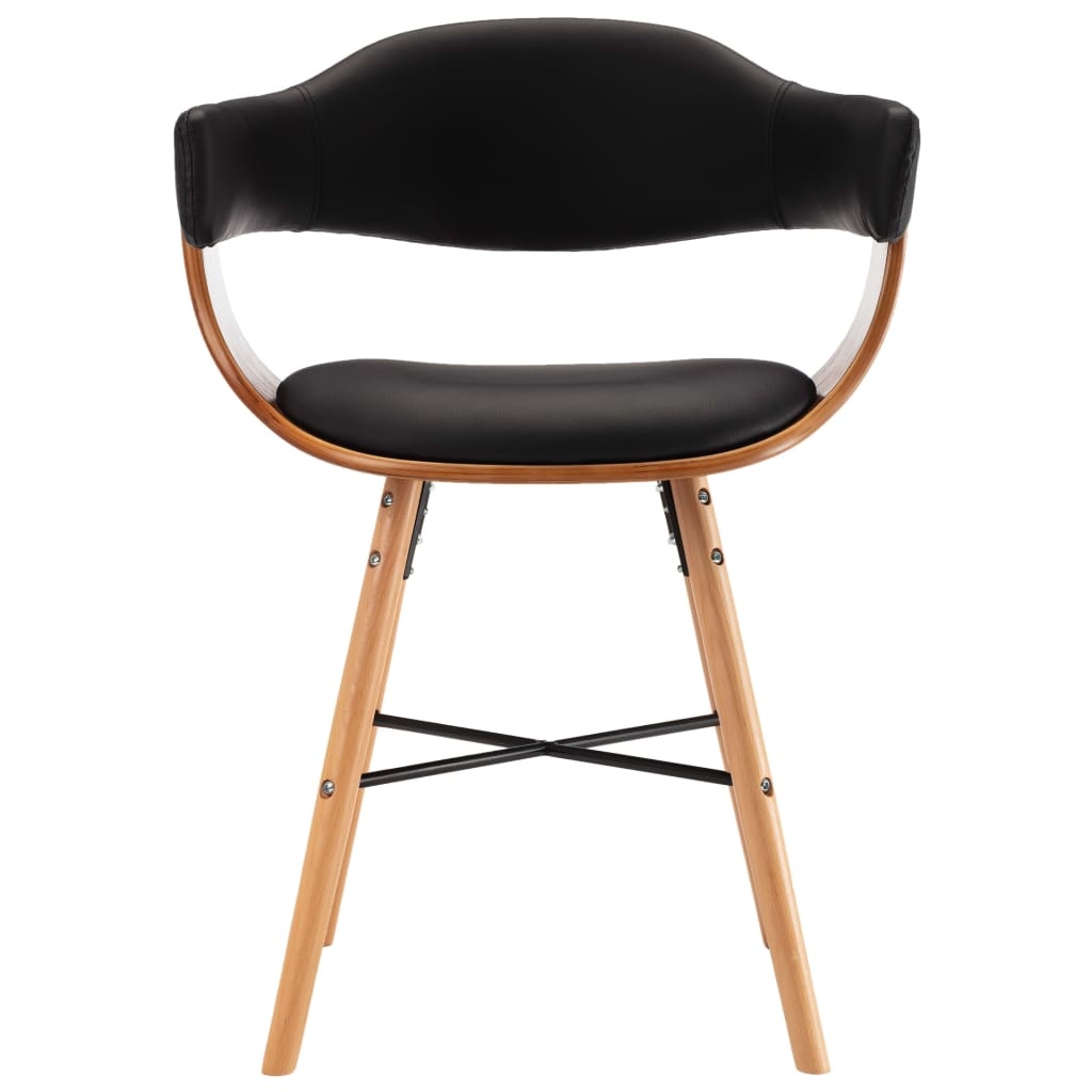 VidaXL Eetkamerstoelen 2 st kunstleer en gebogen hout zwart
