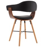 VidaXL Eetkamerstoelen 2 st kunstleer en gebogen hout zwart