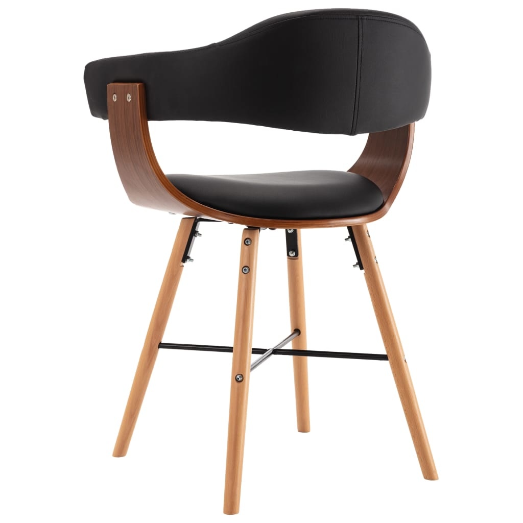 VidaXL Eetkamerstoelen 2 st kunstleer en gebogen hout zwart