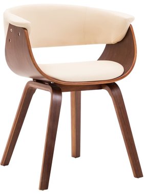 VidaXL Eetkamerstoel gebogen hout en kunstleer crème