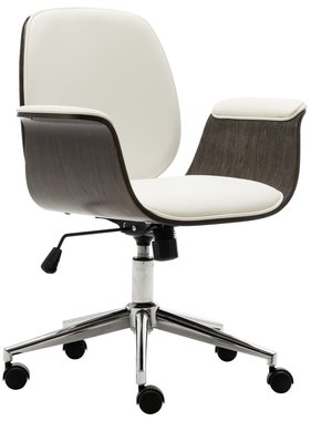 VidaXL Kantoorstoel gebogen hout en kunstleer wit