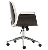 VidaXL Kantoorstoel gebogen hout en kunstleer wit