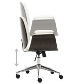 VidaXL Kantoorstoel gebogen hout en kunstleer wit