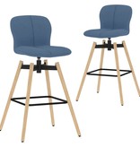 vidaXL Barstoelen draaibaar 2 st stof blauw