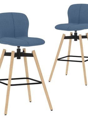 vidaXL Barstoelen draaibaar 2 st stof blauw